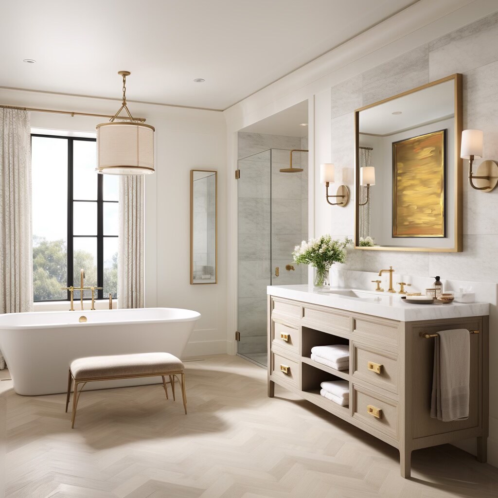 Oak & Brass Primary Bath