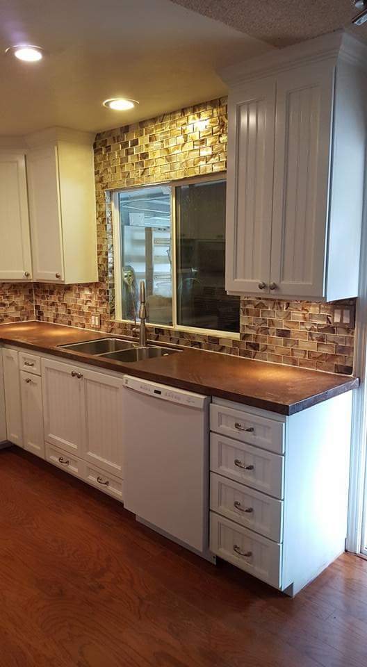 Sink Run — Beadboard Cabinets & Glass Subway Tile
