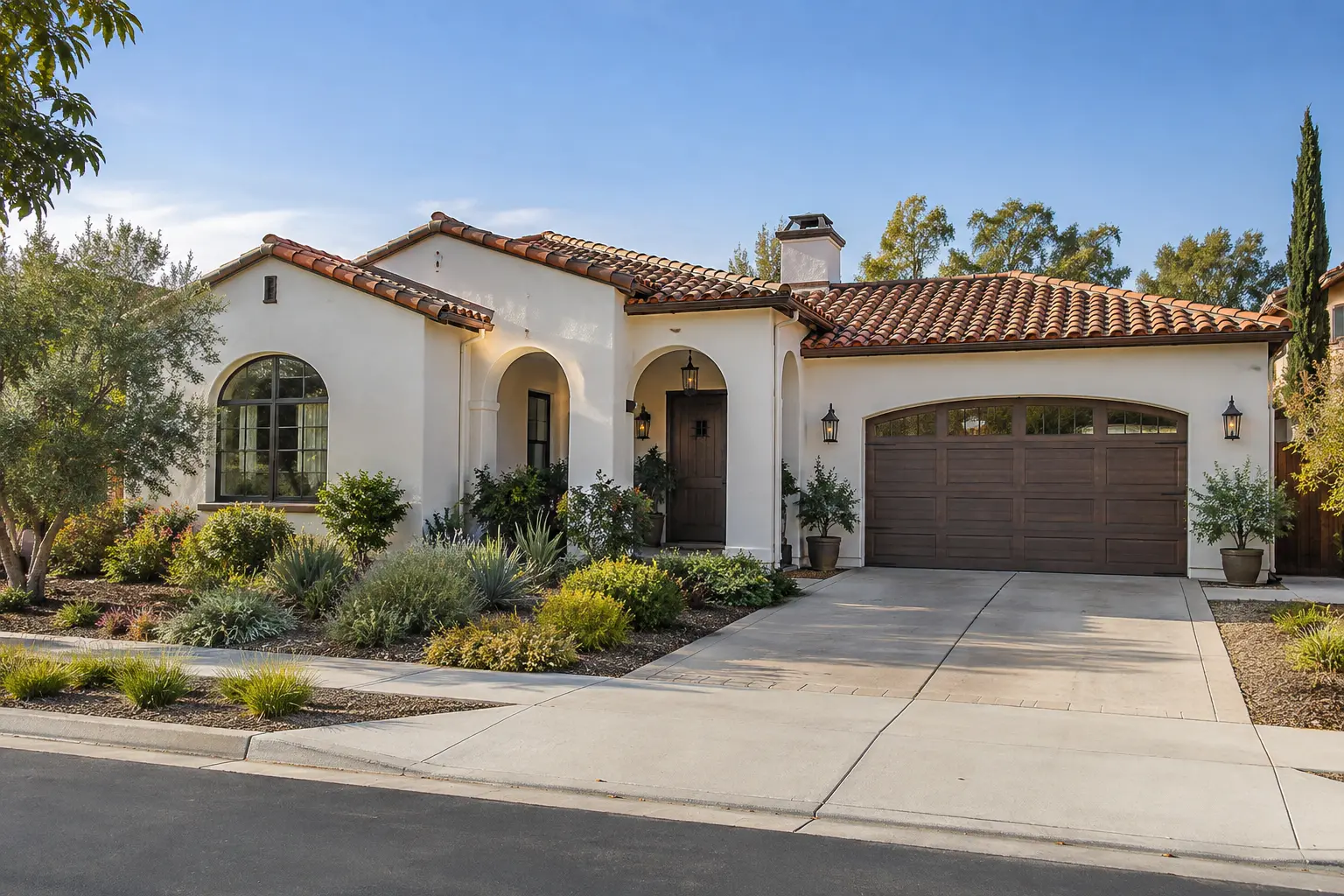 Spanish-Style Home — Tile Roof & Arched Entry