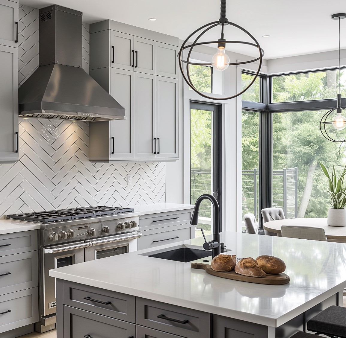 Gray Shaker Kitchen with Pro Range