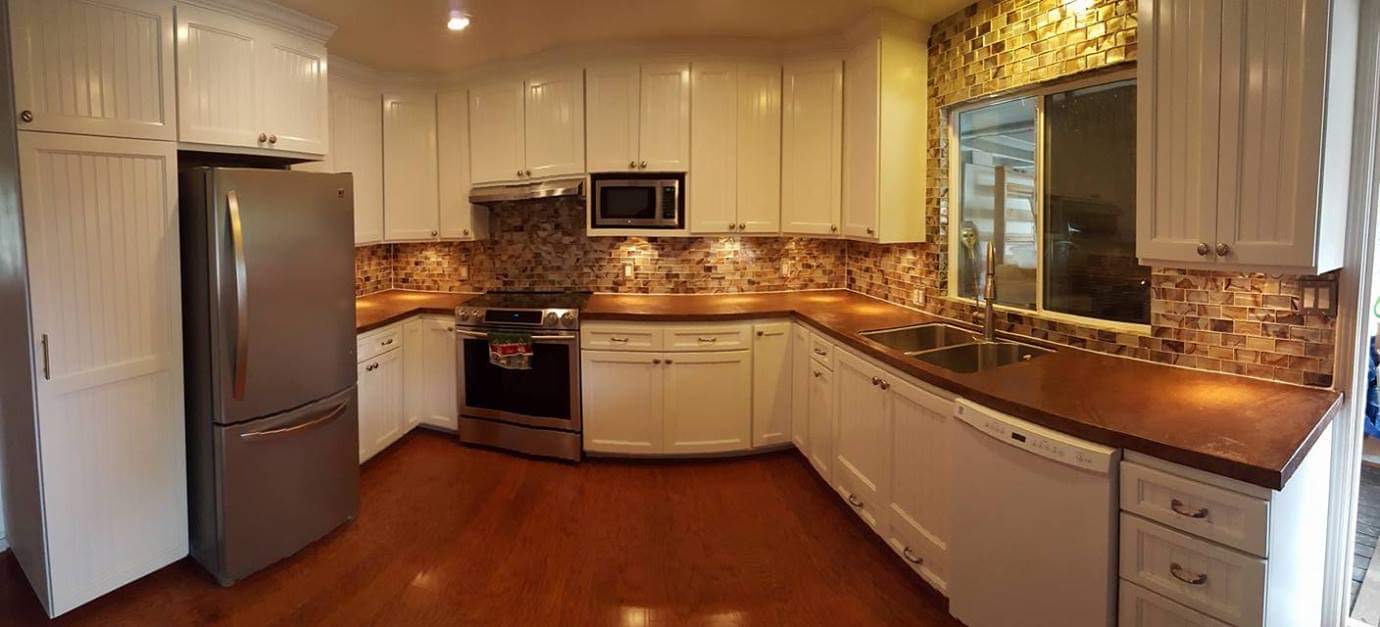 Kitchen Remodel — Mosaic Tile Backsplash & Brown Tops